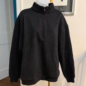 Comfrt Quarter-Zip Sweatshirt Black New